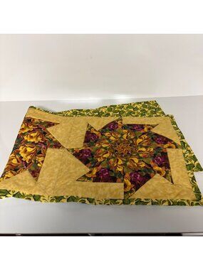 Handmade Floral Quilted Table Runner Cottagecore Patchwork Farmhouse Decor